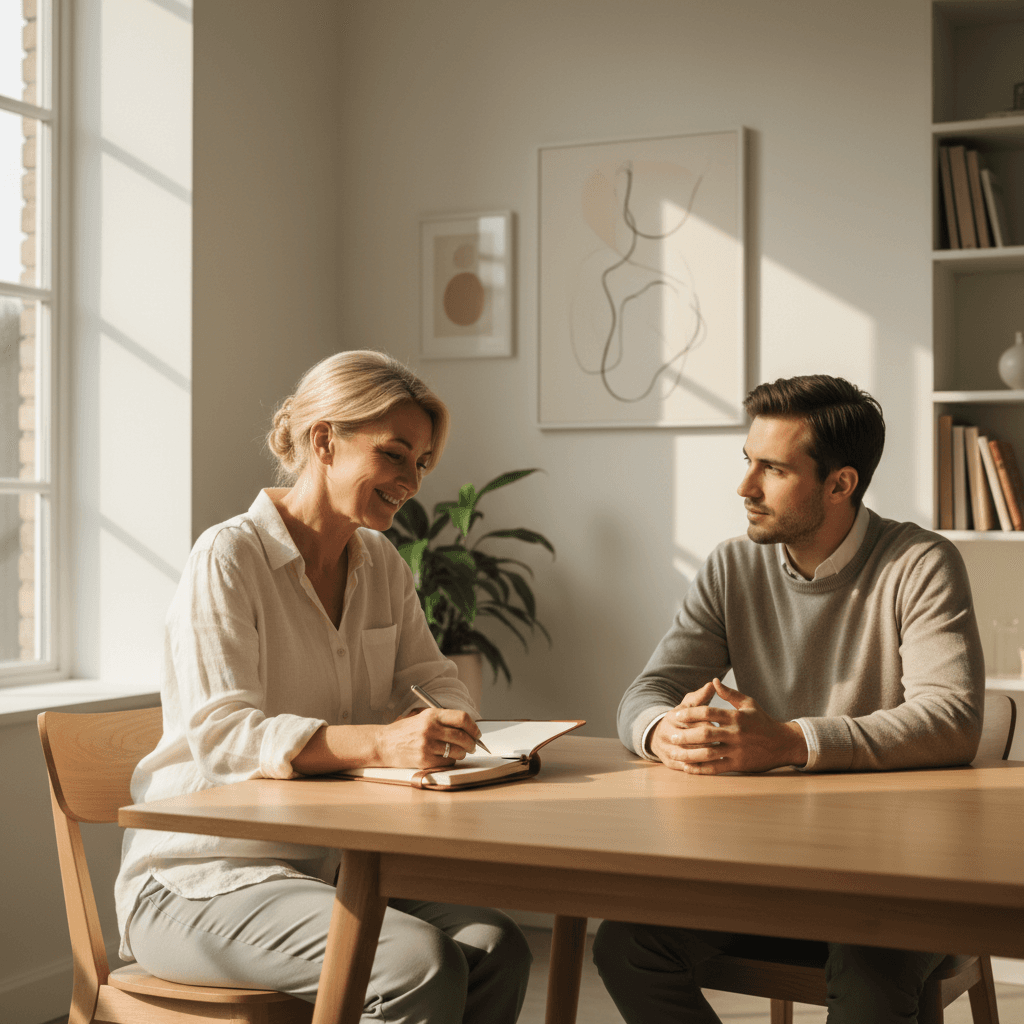 Mentor and professional in engaged one-on-one conversation