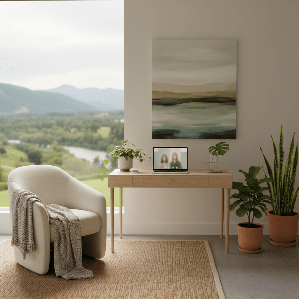 Professional coaching environment with natural light and calm workspace